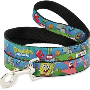 BUCKLE DOWN DOG LEASH – SPONGEBOB & FRIENDS – 1.0 WIDE 6 FT