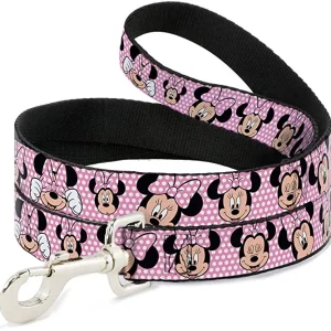 BUCKLE DOWN DOG LEASH – MINNIE MOUSE EXPESSIONS POLKA DOT – 1.5 WIDE 4 FT
