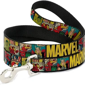 BUCKLE DOWN DOG LEASH – MARVEL COMICS RETRO COMIC PANELS – 1.0 WIDE 6 FT