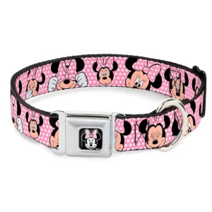 BUCKLE DOWN DOG COLLAR – MINNIE MOUSE EXPESSIONS POLKA DOT – 1.0 WIDE 11″-16.5″