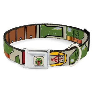 BUCKLE DOWN DOG COLLAR – STAR WARS BOBA FETT HELMET – 1.5 WIDE 16″-23″