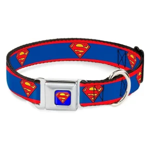 BUCKLE DOWN DOG COLLAR – SUPERMAN SHIELD MEDIUM 11-16.5″
