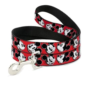 BUCKLE DOWN DOG LEASH – MICKEY MOUSE EXPRESSIONS – 1.5 WIDE 4 FT