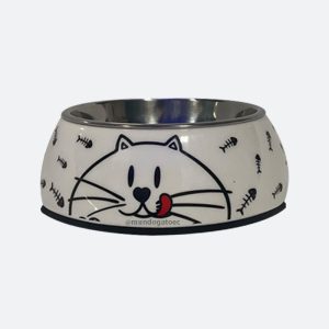 Plato con diseño metálico para gatos