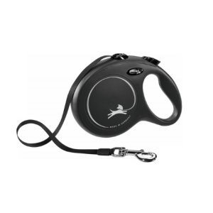 Flexi New CLASSIC para perro,cinta enrollable negro, XS, 3 m