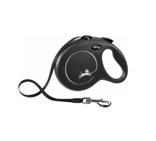 Flexi New CLASSIC para perro,cinta enrollable negro, XS, 3 m