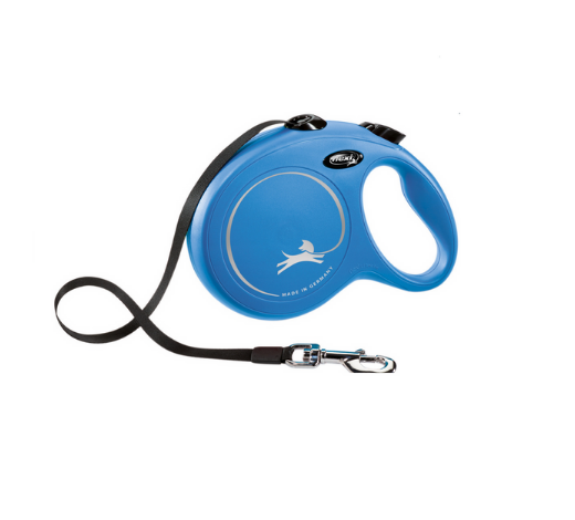 Flexi New CLASSIC para perro,cinta enrollable azul, XS, 5 m
