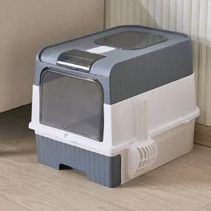 Sanitario arenero cerrado con salida superior 47×34,5×36,5cm. (Gris)