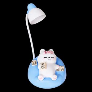Lámpara led gatito celeste de noche