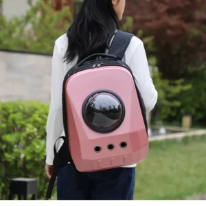 Mochila Space transportadora rígida para mascotas 42 x 32 x 29 cm. (Rosada)