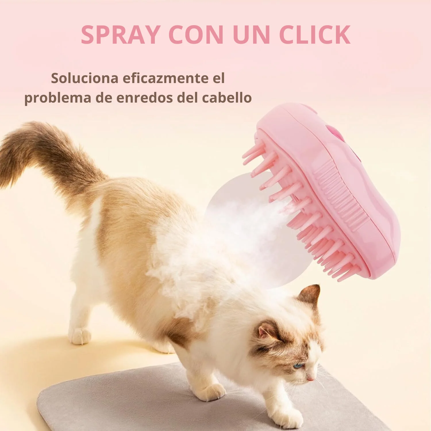 Peine 3 en 1! Cepillo con vapor masajeador para perros y gatos (Huella rosa) - Imagen 6