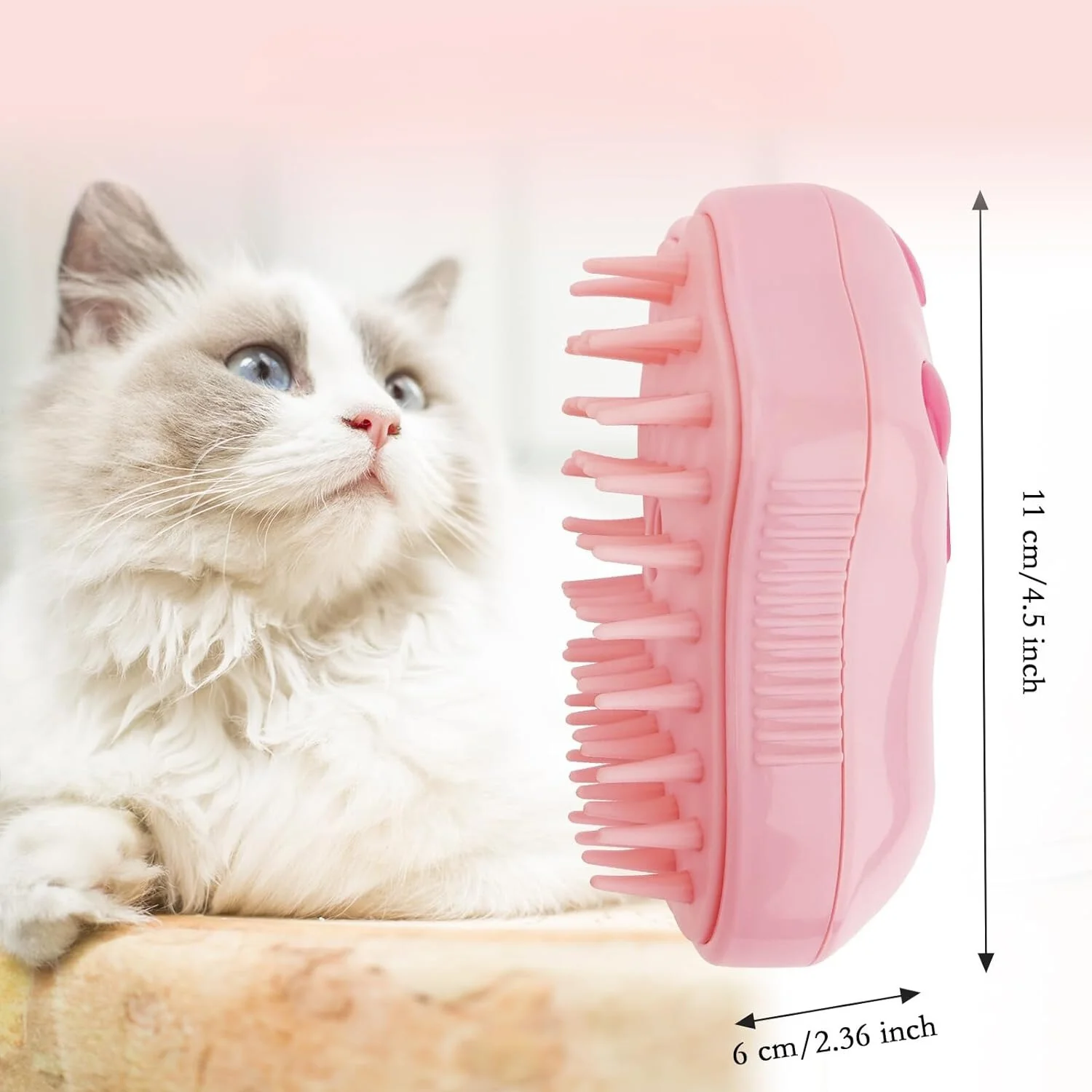 Peine 3 en 1! Cepillo con vapor masajeador para perros y gatos (Huella rosa) - Imagen 9