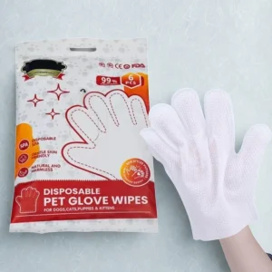 Guantes húmedos (toallitas) para limpieza diaria de mascotas. 6 unidades