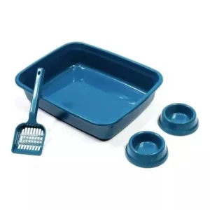 Kit bienvenida! Bandeja sanitaria + 2 platos + pala plástica (Varios colores)