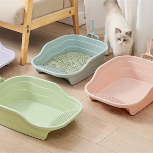 Sanitario bandeja con escalón arenero alto + pala 47x39x11cm. (Varios colores)