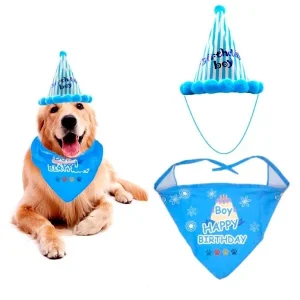 LUTER BOY DOG BIRTHDAY BANDANA TIANGLE SCARF AND HAT