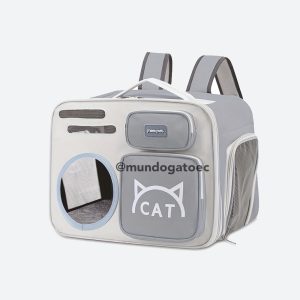 Mochila gris transportadora para gatos
