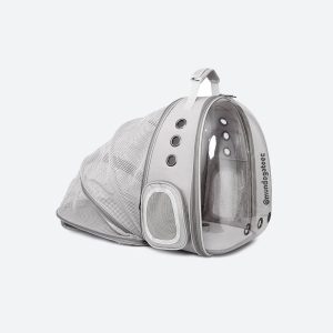 Transportador gris de mochila para gatos