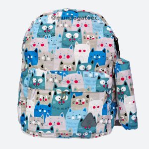 Mochila con diseño de varios gatitos
