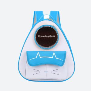 Mochila azul transportadora de gatos