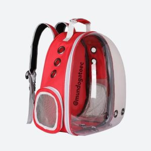 Mochila transportadora de burbuja para gato – Rojo