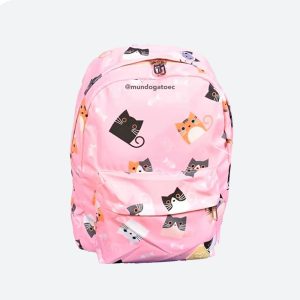 Mochila con gatos color rosa