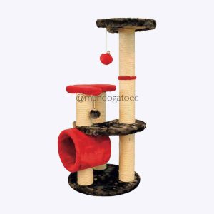 Torre de tres niveles y túnel para gatos
