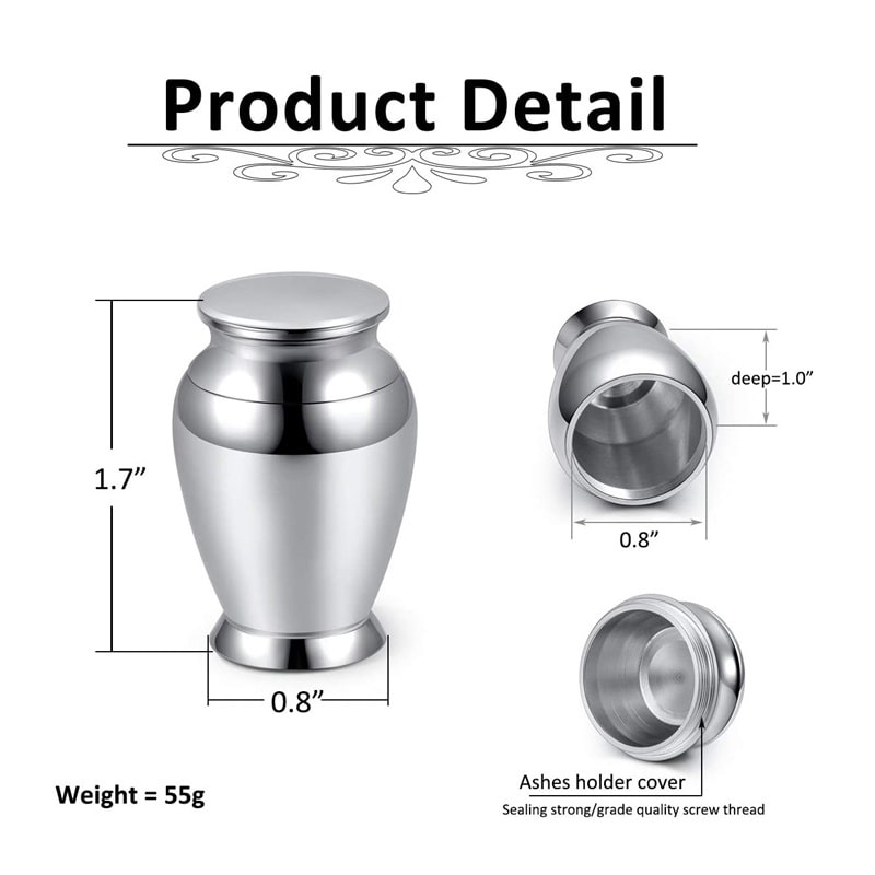 Mini Urna de Acero Inoxidable para Cenizas - Imagen 2
