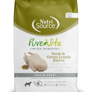 Nutrisource Pure Vita Pato y Lentejas Verdes 12lb – Concentrado Sin Granos para Perros Adultos