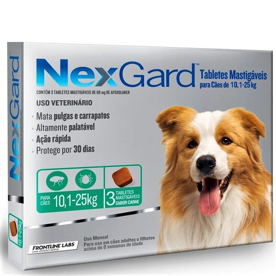 Nexgard 10 a 25 kg x 3 comprimidos ANTIPULGAS Y GARRAPATAS
