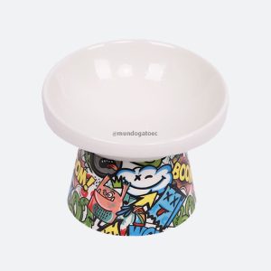 Plato de cerámica multicolor para gato