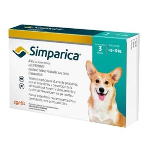 Simparica 40mg 10kg  hasta 20kg x 3 comprimidos