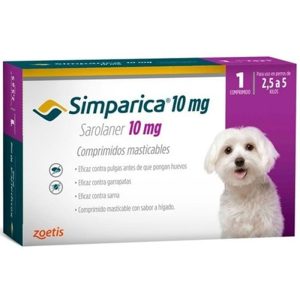 Simparica 10mg 2,5kg  hasta 5kg x 1 comprimido