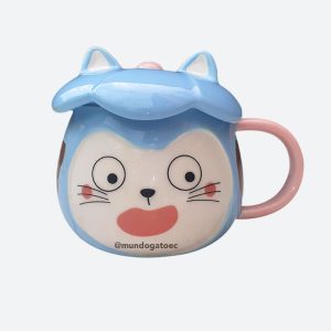 Taza en forma de gato color celeste