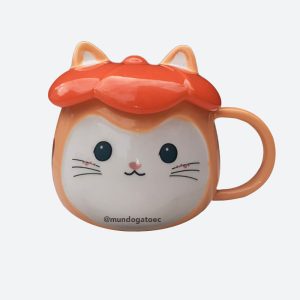Taza en forma de gato color naranja
