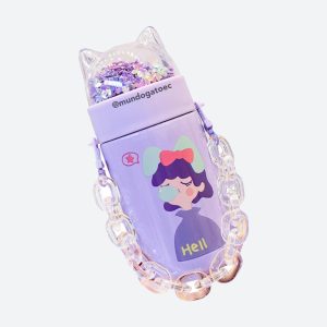 Termo con diseño morado con purpurina