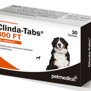 Clinda-Tabs 300 FT – Caja con 30 Tabletas – Antibiótico Clindamicina para Uso Veterinario