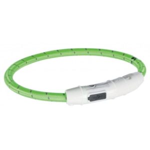 Collar con luz Flash USB verde para perro