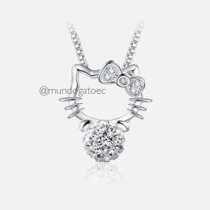 Collar de hello kitty plateado con circon