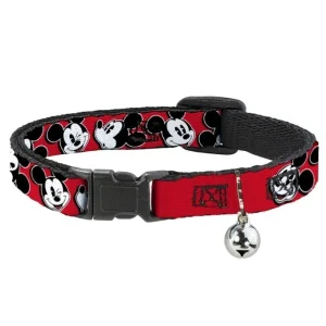 BUCKLE DOWN CAT COLLAR WITH BELL – MICKEY MOUSE EXPRESSIONS 8.5-12″