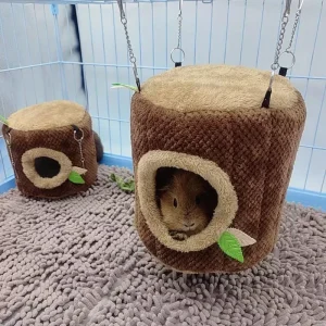 Hamaca cálida con forma de tocón de árbol para animales  pequeños, cama colgante , nido para mascotas.