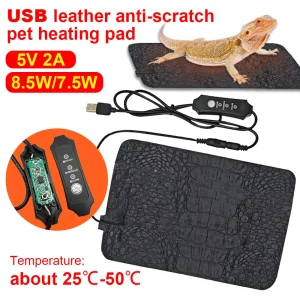 Almohadilla calefactora para mascotas, esterilla térmica para terrario, Reptiles, manta eléctrica USB, calentador, almohadilla cálida, controlador de temperatura ajustable, esterilla incubadora