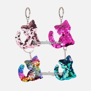 Llavero de gato lentejuelas