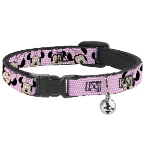 BUCKLE DOWN CAT COLLAR WITH BELL – MINNIE MOUSE EXPRESSIONS POLKA DOT 8.5-12″