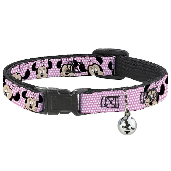 BUCKLE DOWN CAT COLLAR WITH BELL – MINNIE MOUSE EXPRESSIONS POLKA DOT 8.5-12″
