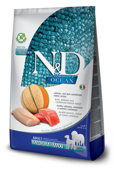 N&D OCEAN CANINE ADULT MEDIUM MAXI SALMAO 2,5KG