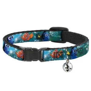 BUCKLE DOWN CAT COLLAR WITH BELL – NEMO & DORY POSES 8.5-12″