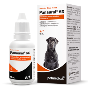Panaural 6X – Frasco de 15 ml – Tratamiento Ótico para Infecciones en Perros y Gatos