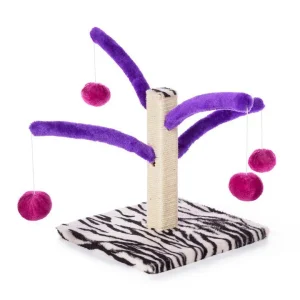 PREVUE PET BOUNCE ‘N SPRING SCRATCHER PURPLE & FUCHSIA & ZEBRA PRINT