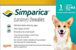SIMPARICA 40 MG  Tableta Masticable Antipulgas